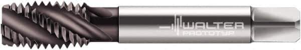 Walter-Titex - 7/16-20 UNF 3 Flute 3B Modified Bottoming Spiral Flute Tap - Cobalt, Oxide Finish, 3-5/32" OAL, Right Hand Flute, Right Hand Thread, Series A23553 - Exact Industrial Supply