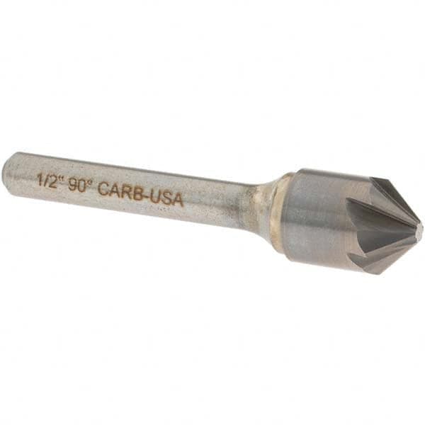 OSG - 1/2" Head Diam, 1/4" Shank Diam, Multi Flute 90° Solid Carbide Countersink - Industrial Tool & Supply