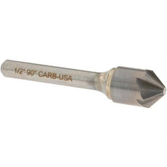 OSG - 1/2" Head Diam, 1/4" Shank Diam, Multi Flute 90° Solid Carbide Countersink - Industrial Tool & Supply