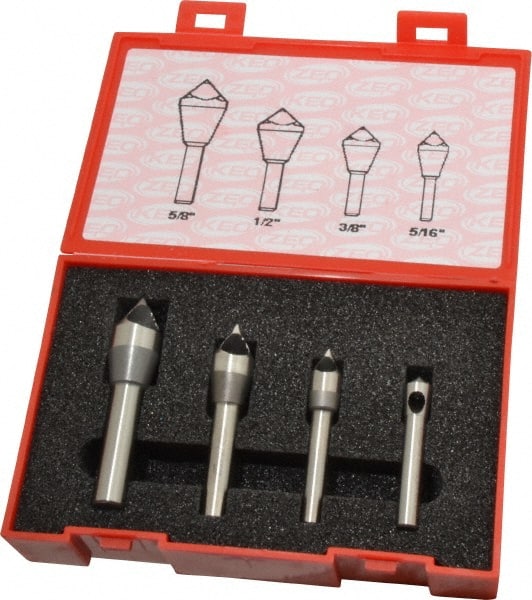 Keo - 4 Piece, 5/16 to 5/8" Head Diam, 60° Included Angle, Single End Countersink Set - Industrial Tool & Supply