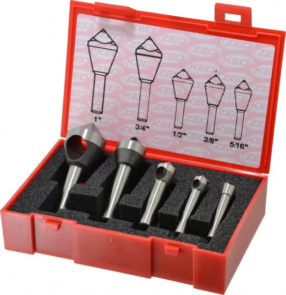 Keo - 5 Piece, 5/16 to 1" Head Diam, 90° Included Angle, Single End Countersink Set - Industrial Tool & Supply