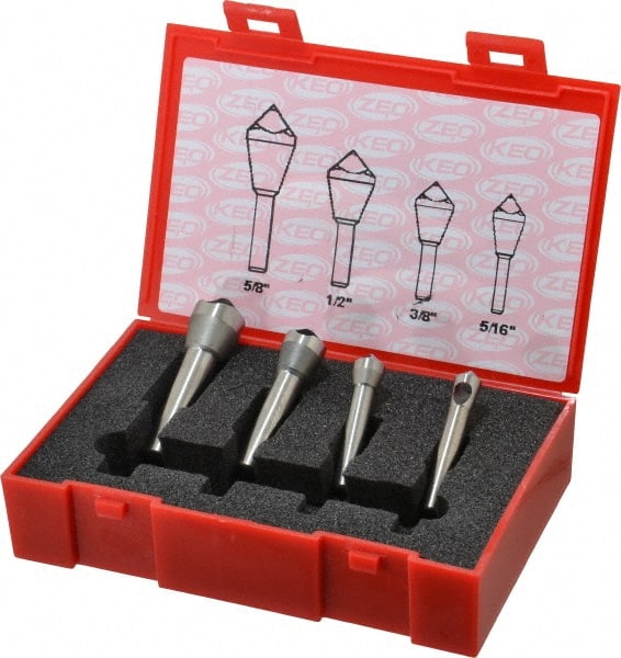 Keo - 4 Piece, 5/16 to 5/8" Head Diam, 100° Included Angle, Single End Countersink Set - Industrial Tool & Supply