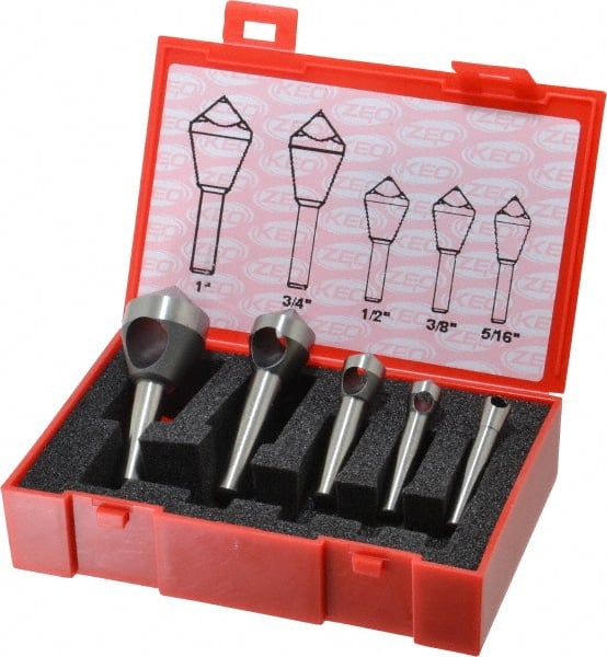 Keo - 5 Piece, 5/16 to 1" Head Diam, 100° Included Angle, Single End Countersink Set - Industrial Tool & Supply