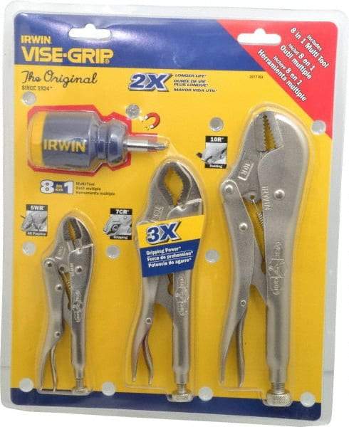 Irwin - 4 Piece Locking Plier Set - Comes in Display Card - Industrial Tool & Supply