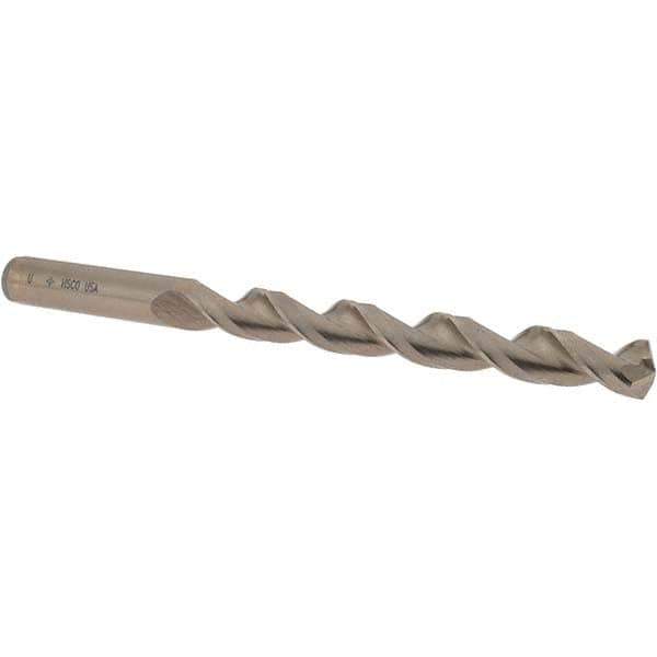 Cleveland - Letter U 135° Cobalt Jobber Drill - Gold Finish Finish, Right Hand Cut, Parabolic Flute, Straight Shank, 5" OAL, Split Point - Industrial Tool & Supply
