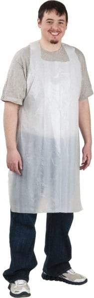 PRO-SAFE - 28" Wide x 46" Long x 1 mil Thick Coat Apron - Polyethylene, White, Waterproof - Industrial Tool & Supply