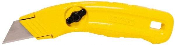 Stanley - Fixed Utility Knife - 2-1/2" Carbon Steel Blade, Yellow Cast Aluminum Handle, 3 Blades Included - Industrial Tool & Supply