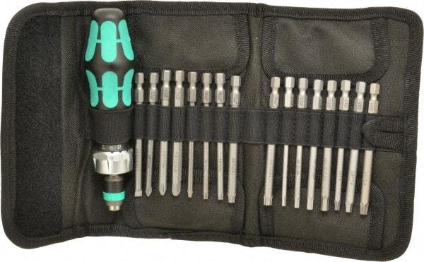 Wera - 17 Piece, Screwdriver Bit and Socket Set - #1, #2 & #3 Phillips - Industrial Tool & Supply