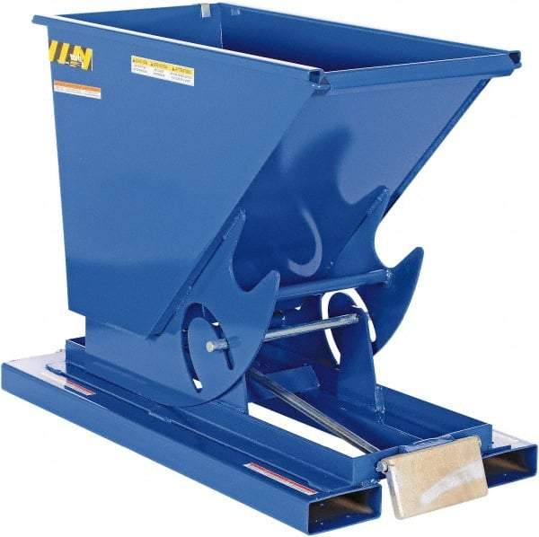 Vestil - 4,000 Lb Load Capacity, 1/4 Cu Yd, Steel Self-Dumping Hopper - 26" Wide x 51-7/8" Long x 38-1/16" High, Blue - Industrial Tool & Supply