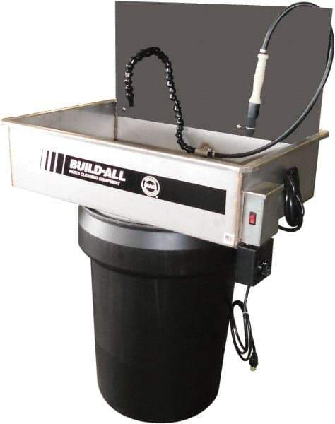 Build-All - Drum Mount Water-Based Parts Washer - 25 Gal Max Operating Capacity, 304 Stainless Steel Tank, 115 Input Volts - Industrial Tool & Supply