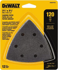 DeWALT - 120 Grit, Aluminum Oxide TriangleSanding Sheet - 3-1/2" Long x 3-3/4" Wide, Fine Grade, Weighted Cloth Backing - Industrial Tool & Supply
