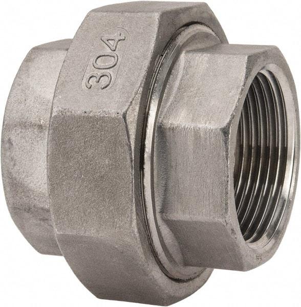 Value Collection - 1-1/4" Grade 304 Stainless Steel Pipe Union - FNPT x FNPT End Connections, 150 psi - Industrial Tool & Supply
