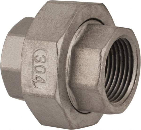 Value Collection - 3/4" Grade 304 Stainless Steel Pipe Union - FNPT x FNPT End Connections, 150 psi - Industrial Tool & Supply