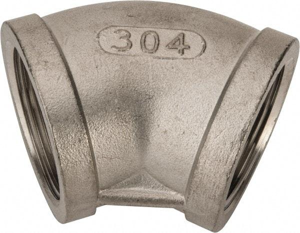 Value Collection - 1-1/2" Grade 304 Stainless Steel Pipe 45° Elbow - FNPT x FNPT End Connections, 150 psi - Industrial Tool & Supply
