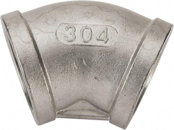 Value Collection - 1-1/4" Grade 304 Stainless Steel Pipe 45° Elbow - FNPT x FNPT End Connections, 150 psi - Industrial Tool & Supply