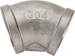 Value Collection - 1-1/4" Grade 304 Stainless Steel Pipe 45° Elbow - FNPT x FNPT End Connections, 150 psi - Industrial Tool & Supply