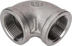 Value Collection - 1-1/4" Grade 304 Stainless Steel Pipe 90° Elbow - FNPT x FNPT End Connections, 150 psi - Industrial Tool & Supply