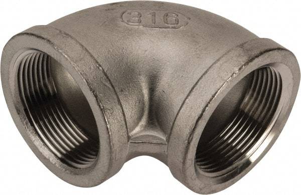 Value Collection - 1-1/2" Grade 316 Stainless Steel Pipe 90° Elbow - FNPT x FNPT End Connections, 150 psi - Industrial Tool & Supply
