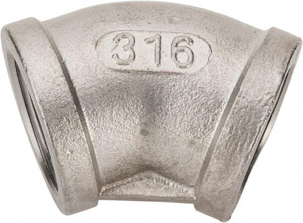 Value Collection - 1" Grade 316 Stainless Steel Pipe 45° Elbow - FNPT x FNPT End Connections, 150 psi - Industrial Tool & Supply