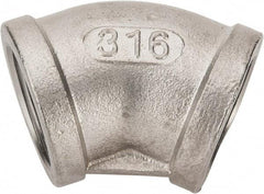 Value Collection - 1" Grade 316 Stainless Steel Pipe 45° Elbow - FNPT x FNPT End Connections, 150 psi - Industrial Tool & Supply