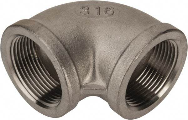 Value Collection - 1-1/4" Grade 316 Stainless Steel Pipe 90° Elbow - FNPT x FNPT End Connections, 150 psi - Industrial Tool & Supply