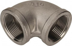 Value Collection - 1-1/4" Grade 316 Stainless Steel Pipe 90° Elbow - FNPT x FNPT End Connections, 150 psi - Industrial Tool & Supply
