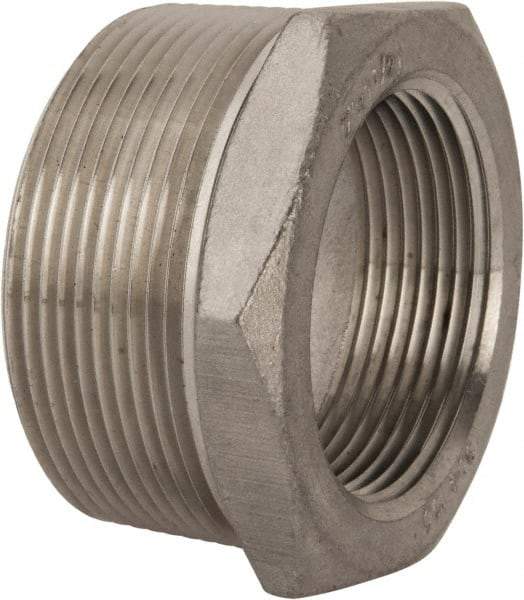 Merit Brass - 2 x 1-1/2" Grade 304 Stainless Steel Pipe Hex Bushing - MNPT x FNPT End Connections, 150 psi - Industrial Tool & Supply