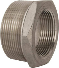 Merit Brass - 2 x 1-1/2" Grade 304 Stainless Steel Pipe Hex Bushing - MNPT x FNPT End Connections, 150 psi - Industrial Tool & Supply
