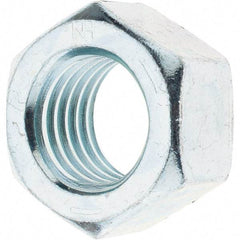 Made in USA - 1-1/8 - 7 UNC Steel Right Hand Hex Nut - 1-11/16" Across Flats, 31/32" High, Zinc Clear Finish - Industrial Tool & Supply