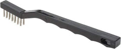 Weiler - 3 Rows x 7 Columns Stainless Steel Scratch Brush - 7-1/8" Brush Length, 7-1/8" OAL, 1/2 Trim Length, Plastic Handle - Industrial Tool & Supply