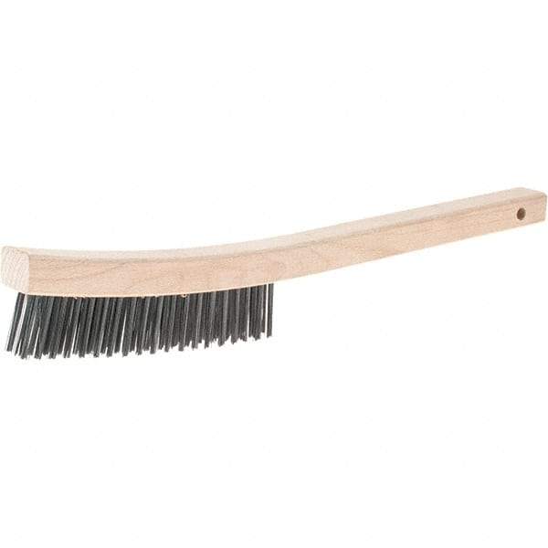 Weiler - 3 Rows x 19 Columns Steel Scratch Brush - 14" Brush Length, 14" OAL, 1-3/16 Trim Length, Wood Handle - Industrial Tool & Supply