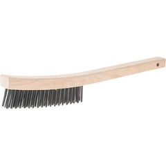 Weiler - 3 Rows x 19 Columns Steel Scratch Brush - 14" Brush Length, 14" OAL, 1-3/16 Trim Length, Wood Handle - Industrial Tool & Supply