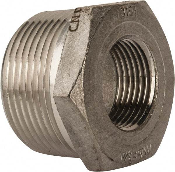 Value Collection - 1-1/4 x 3/4" Grade 316 Stainless Steel Pipe Hex Bushing - MNPT x FNPT End Connections, 150 psi - Industrial Tool & Supply