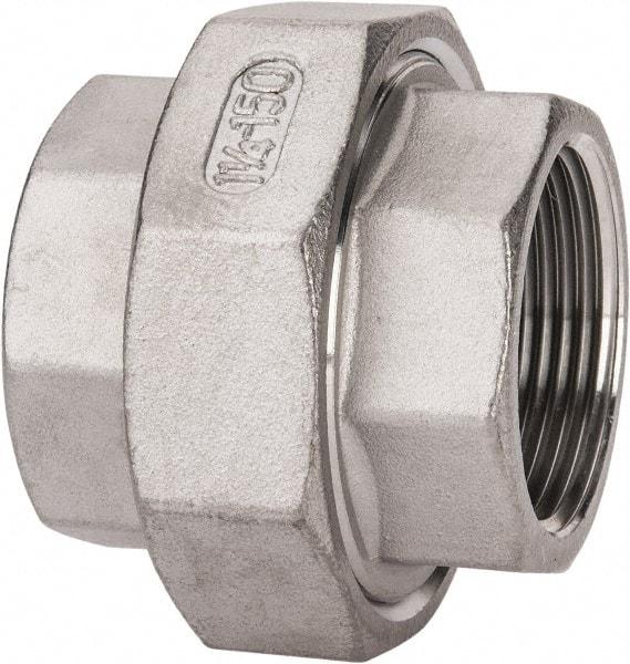 Value Collection - 1-1/4" Grade 316 Stainless Steel Pipe Union - FNPT x FNPT End Connections, 150 psi - Industrial Tool & Supply