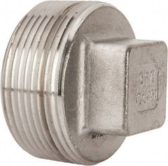 Value Collection - 1-1/2" Grade 316 Stainless Steel Pipe Square Head Plug - MNPT End Connections, 150 psi - Industrial Tool & Supply