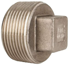 Value Collection - 1-1/4" Grade 316 Stainless Steel Pipe Square Head Plug - MNPT End Connections, 150 psi - Industrial Tool & Supply