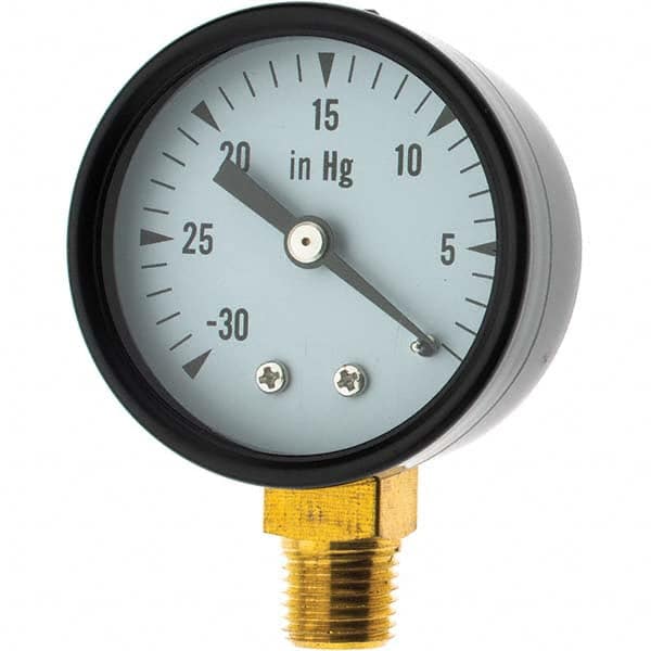 Value Collection - Vacuum Gauges Type: Analog Vacuum Gauge Thread Size: 1/4 - Industrial Tool & Supply