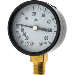 Value Collection - Vacuum Gauges Type: Analog Vacuum Gauge Thread Size: 1/4 - Industrial Tool & Supply