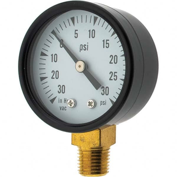 Value Collection - Vacuum Gauges Type: Analog Vacuum Gauge Thread Size: 1/4 - Industrial Tool & Supply