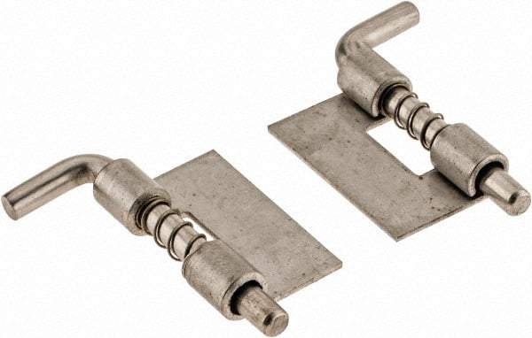 Value Collection - 1/2" Wide x 0.04" Thick, Spring Loaded Latch Hinge - Stainless Steel, Zinc Plated Finish - Industrial Tool & Supply