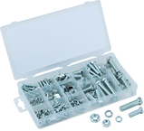 240 Pc. USS Nut & Bolt Assortment - Bolts; hex nuts and washers. Zinc oxide finish - Industrial Tool & Supply
