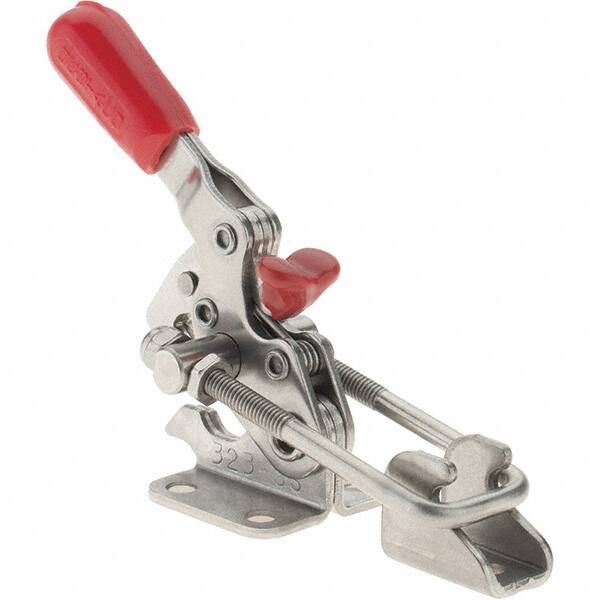 De-Sta-Co - 360 Lb Capacity, Horizontal, U Hook, Flanged Base, Stainless Steel Pull Action Latch Clamp - 1.17" Drawing Movement, 4-1/4" OAL, Threaded U Hook, Straight Handle - Industrial Tool & Supply