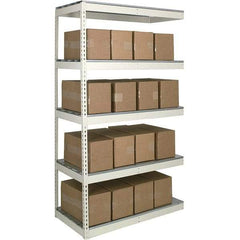 Hallowell - 5 Shelf Add-On Open Steel Shelving - 1 Lb Capacity, 72" Wide x 120" High x 36" Deep, Tan - Industrial Tool & Supply