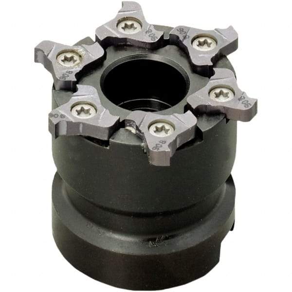 Iscar - Arbor Hole Connection, 0.256" Cutting Width, 0.189" Depth of Cut, 2" Cutter Diam, 3/4" Hole Diam, 6 Tooth Indexable Slotting Cutter - TRIB-SM Toolholder, TRI Insert, Right Hand Cutting Direction - Industrial Tool & Supply