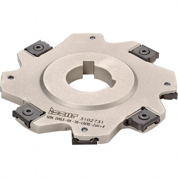 Iscar - Arbor Hole Connection, 5/32" Cutting Width, 0.7" Depth of Cut, 3" Cutter Diam, 1" Hole Diam, 10 Tooth Indexable Slotting Cutter - SDN-LN08 Toolholder, LNET Insert, Right Hand Cutting Direction - Industrial Tool & Supply