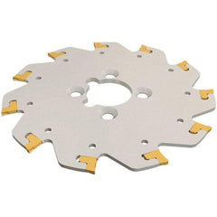 Iscar - Arbor Hole Connection, 3mm Cutting Width, 29mm Depth of Cut, 100mm Cutter Diam, 22mm Hole Diam, 8 Tooth Indexable Slotting Cutter - TGSF Toolholder, TAG Insert, Right Hand Cutting Direction - Industrial Tool & Supply