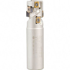 Iscar - 1-1/4" Cut Diam, 1.4" Max Depth of Cut, 1-1/4" Shank Diam, 4-1/4" OAL, Indexable Square Shoulder Helical End Mill - Weldon Shank, 90° Lead Angle, Through Coolant, Series Helitang - Industrial Tool & Supply