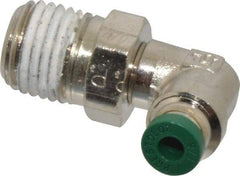 Parker - 1/8" Outside Diam, 1/4 NPTF, Nickel Plated Brass Push-to-Connect Tube Male Swivel Elbow - 300 Max psi, Tube to Male NPT Connection, Buna-N O-Ring - Industrial Tool & Supply