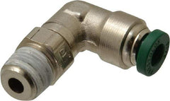 Parker - 3/16" Outside Diam, 1/8 NPTF, Nickel Plated Brass Push-to-Connect Tube Male Swivel Elbow - 300 Max psi, Tube to Male NPT Connection, Buna-N O-Ring - Industrial Tool & Supply