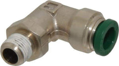 Parker - 5/16" Outside Diam, 1/8 NPTF, Nickel Plated Brass Push-to-Connect Tube Male Swivel Elbow - 300 Max psi, Tube to Male NPT Connection, Buna-N O-Ring - Industrial Tool & Supply